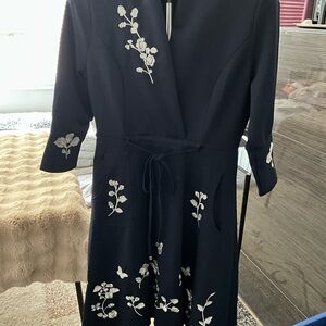 Elegant Black Floral Embroidered Dress